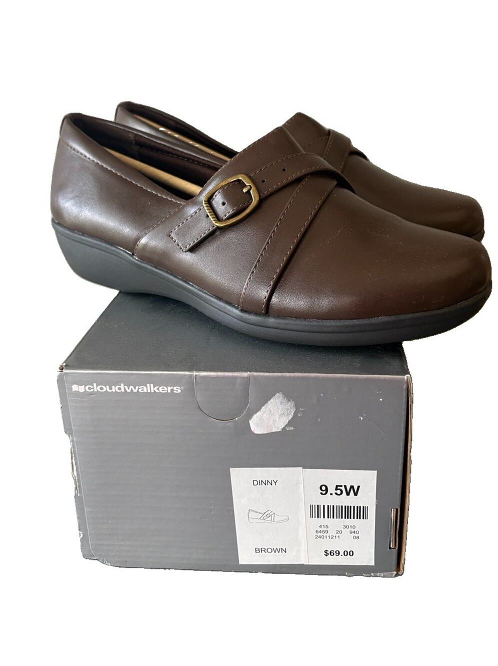 Cloudwalkers Dinny Brown Comfort Loafers Women’s 9.5W Wide Slip On Shoes